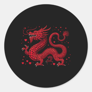 Adesivo Redondo Dragon Hearts Feliz Ano Novo Chinês 2024 Valentin