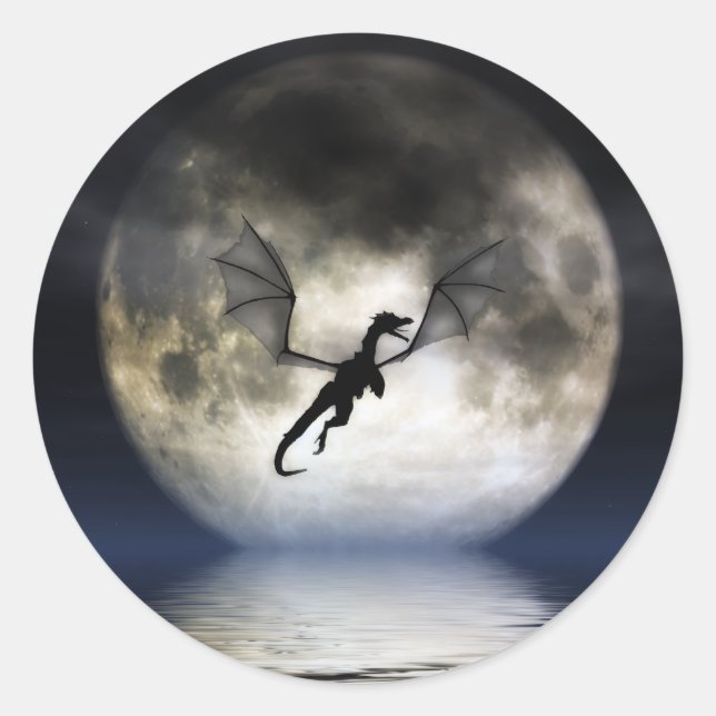 Adesivo Redondo Dragon Moon Stickers (Frente)