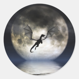 Adesivo Redondo Dragon Moon Stickers