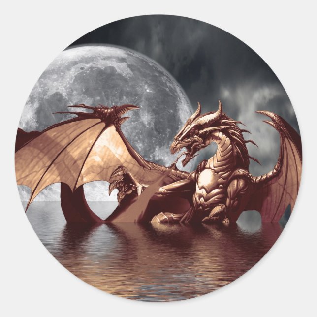 Adesivo Redondo Dragon & Moon Stickers (Frente)