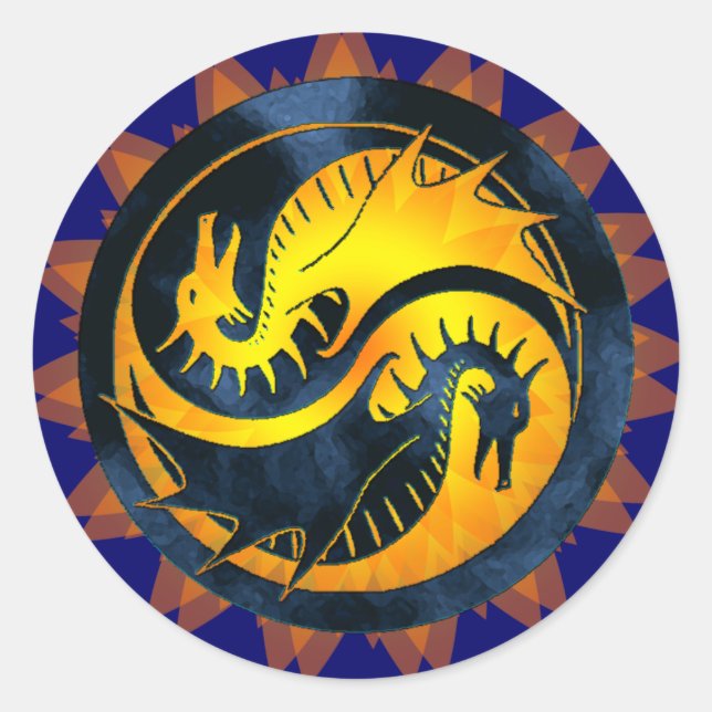 Adesivo Redondo Dragon Yin Yang (Frente)