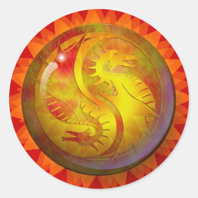 Adesivo Redondo Dragon Yin Yang (Frente)