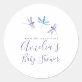 Adesivo Redondo Dragonflies Chá de fraldas pintado à mão