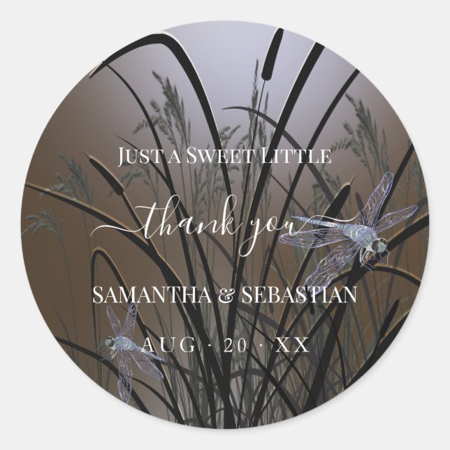 Adesivo Redondo Dragonflies Mocha Brown Suave Obrigado (Frente)