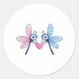 Adesivo Redondo Dragonfly casal ama casal apaixonado