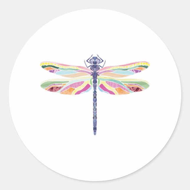 Adesivo Redondo Dragonfly colorida (Frente)