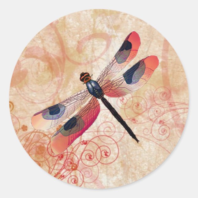 Adesivo Redondo Dragonfly Flourish Sticker (Frente)