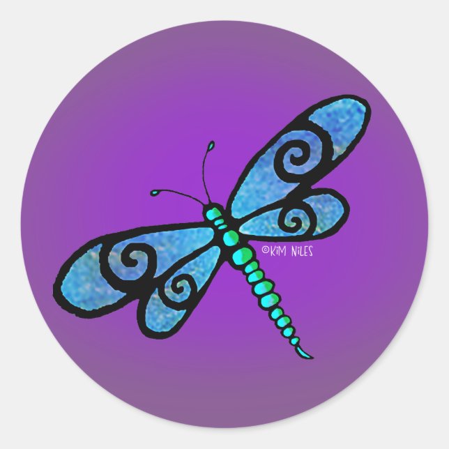 Adesivo Redondo Dragonfly KiniArt Stickers (Frente)