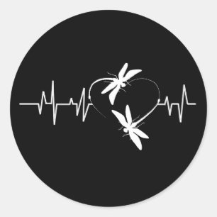 Adesivo Redondo Dragonfly Lover Gift  Dragonfly Heartbeat Engraçad