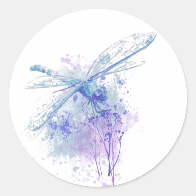 Adesivo Redondo Dragonfly Original em Blue Mauve Nature (Frente)