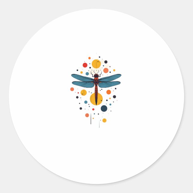 Adesivo Redondo Dragonfly Painting Art Animal Abstract Graphic Dra (Frente)