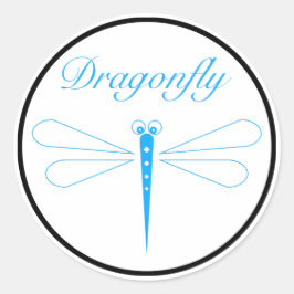 Adesivo Redondo Dragonfly - Pau redondo branco clássico, brilhante