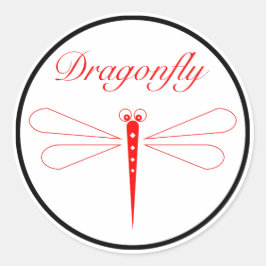 Adesivo Redondo Dragonfly - Pau redondo branco clássico, brilhante