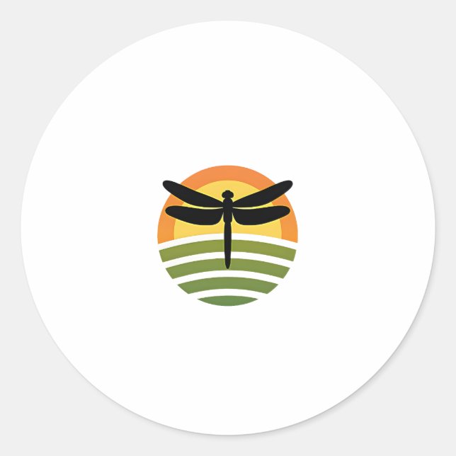 Adesivo Redondo Dragonfly Retro (1) (Frente)