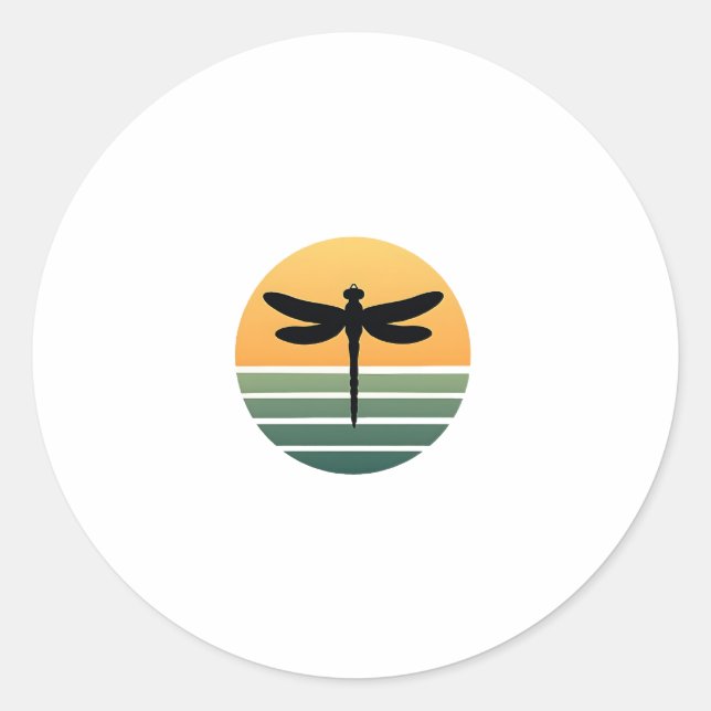 Adesivo Redondo Dragonfly Retro (4) (Frente)