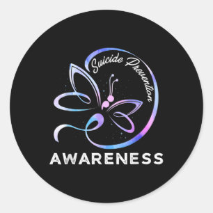 Adesivo Redondo Dragonfly Suicida Prevention Sensibilização Rosa E