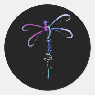 Adesivo Redondo Dragonfly Warrior Semicolon Prevenção Suicídio Awa