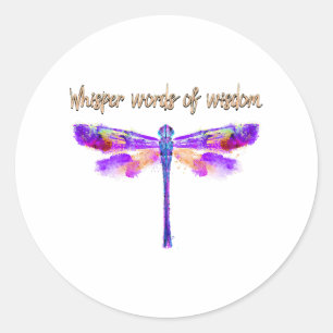 Adesivo Redondo Dragonfly Whisper Words Wisdom Hippie