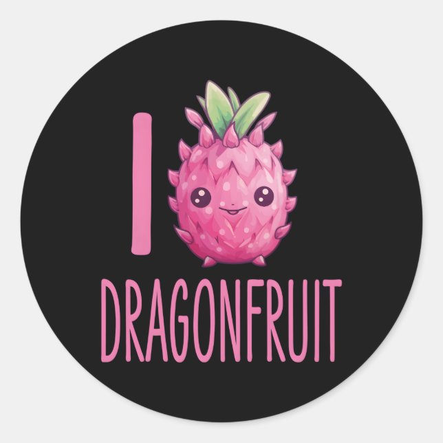 Adesivo Redondo Dragonfruta Kawaii Comida I Ama Dragonfruta (Frente)