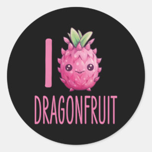 Adesivo Redondo Dragonfruta Kawaii Comida I Ama Dragonfruta