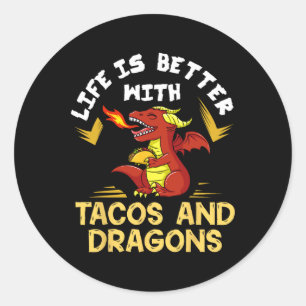 Adesivo Redondo Dragons Tacos Mulheres Homens Crianças Mexicanas A