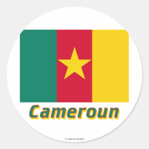 Adesivo Redondo Drapeau Cameroun avec le nom en français