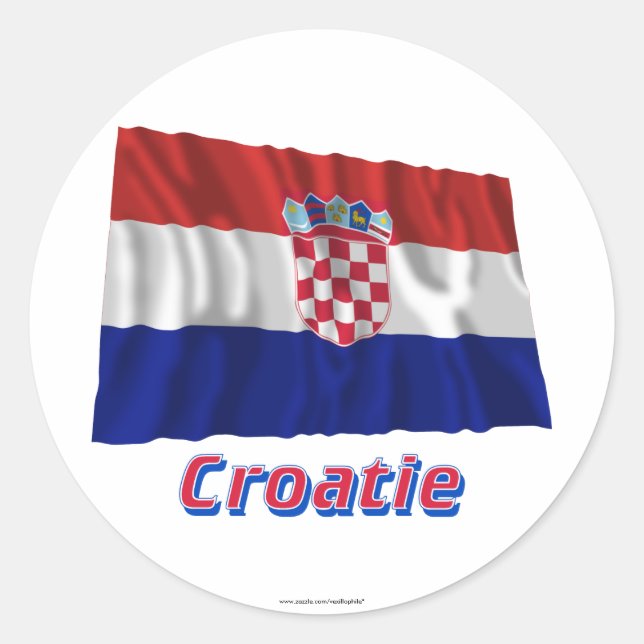 Adesivo Redondo Drapeau Croatie avec le nom en français (Frente)