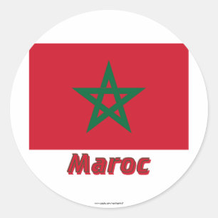 Adesivo Redondo Drapeau Maroc avec le nom en français