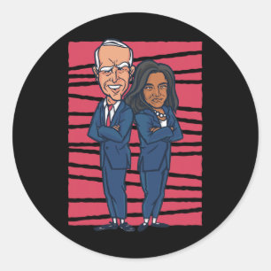 Adesivo Redondo Drawn Joe Biden &amp; Kamala Harris - Biden Harris
