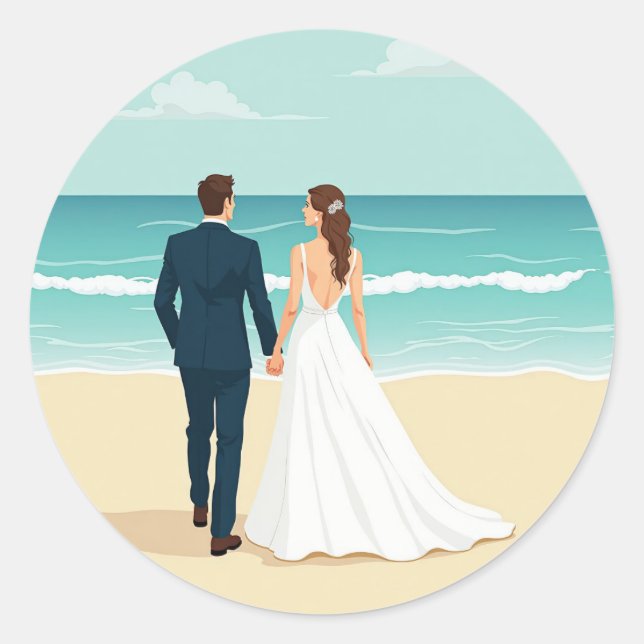 Adesivo Redondo Dream Beachside Honeymoon Sticker (Frente)