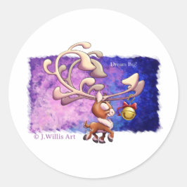 Adesivo Redondo DREAM BIG CHRISTMAS REINDEER de Jeff Willis Art