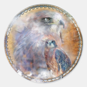 Adesivo Redondo Dream Catcher - Spirit Hawk Art Sticker
