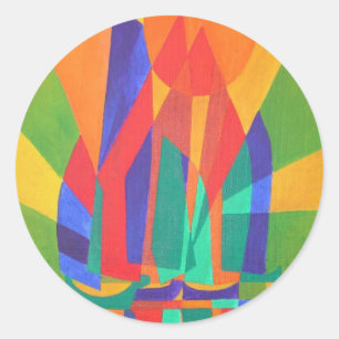 Adesivo Redondo Dreamboat A Cubist Lixo Em Cores Primárias