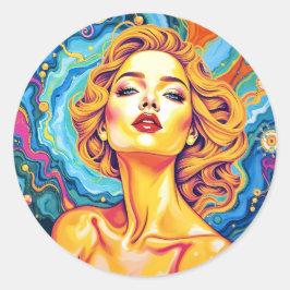 Adesivo Redondo Dreamscape - arte vibrante do retrato surreal