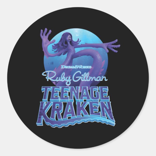 Adesivo Redondo Dreamworks Ruby Gill Nage Kraken (Frente)