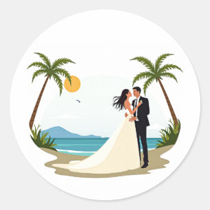 Adesivo Redondo Dreamy Beach Wedker Sticker