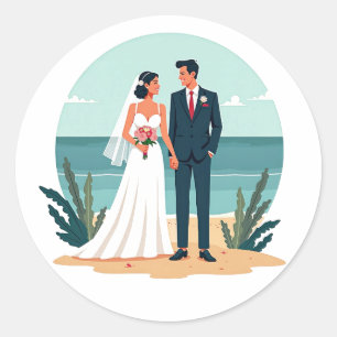 Adesivo Redondo Dreamy Beach Wedker Sticker