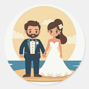Adesivo Redondo Dreamy Beach Wedker Sticker