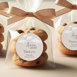 Adesivo Redondo Dreamy Beige Neutral Heaven Enviou Revelação de Gê