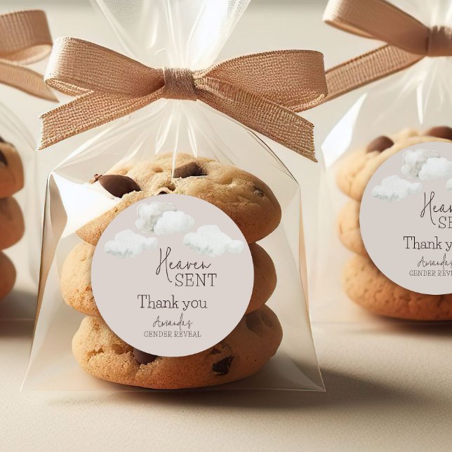 Adesivo Redondo Dreamy Beige Neutral Heaven Enviou Revelação de Gê (Criador carregado)