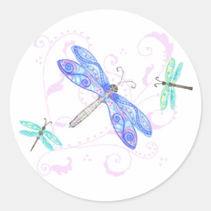 Adesivo Redondo Dreamy Dragonflies Sticker
