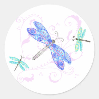 Adesivo Redondo Dreamy Dragonflies Sticker