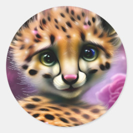 Adesivo Redondo Dreamy Eyed Baby Cheetah