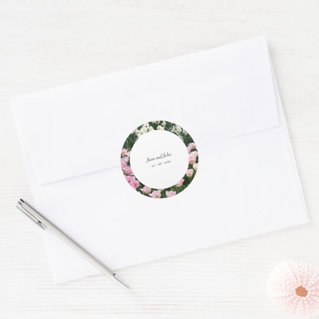Adesivo Redondo Dreamy Floral Wedding (Envelope)
