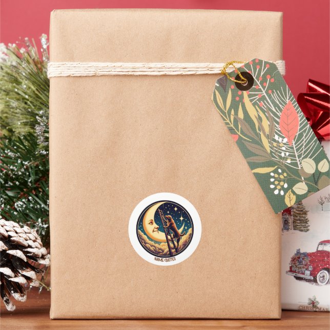 Adesivo Redondo Dreamy Moon & Dog Climbing Ladder (Feriado)