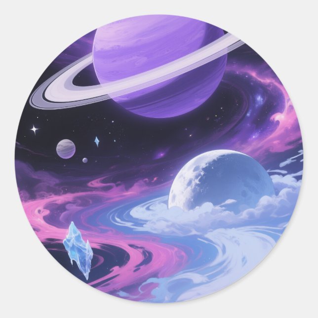 Adesivo Redondo Dreamy Purple Saturn (Frente)