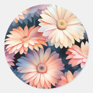 Adesivo Redondo Dreamy Watercolor Gerbera Daisies Floral