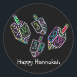 Adesivo Redondo Dreidel, Dreidel, Dreidel Stickers<br><div class="desc">Ilustração gráfica de um sonho de Hannukah em cores brilhantes. Torne mais claro o feriado com este design colorido.</div>