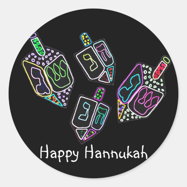 Adesivo Redondo Dreidel, Dreidel, Dreidel Stickers (Frente)