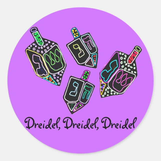 Adesivo Redondo Dreidel, Dreidel, Dreidel Stickers (Frente)